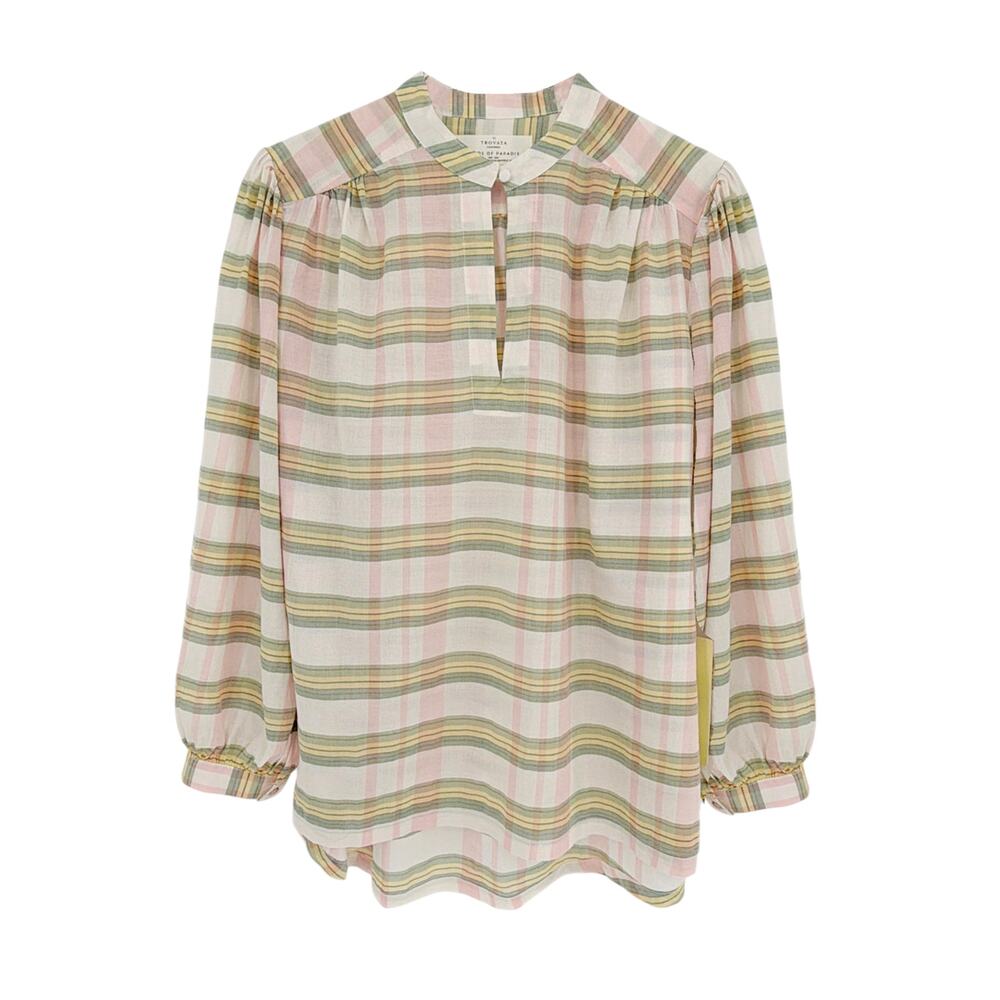 BIRDS of PARADIS by TROVATA Bailey Blouse in Pomelo Plaid M